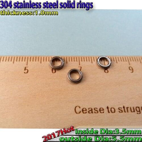 2017new fishing solid ring 1.0mm3.5mm5.5mm 304 stainless steel quantily 35pcs/lot
