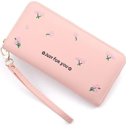 Women Leather Wallets Splicing Long Zipper Tassel Embroidery Flowers Coin Purses Clutch Bag Female Patchwork Credit Card Holder