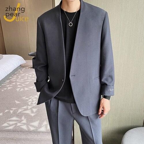 New Arrival Men Korean Loose V Neck Blazer Jacket Men Handsome Blazer Men Casual Suit Jacket