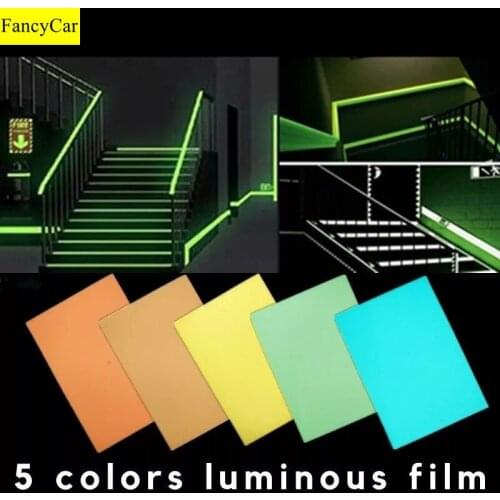 A4 5 Colors Strip Car Stickers Waterproof PET/PVC Self-adhesive Decals Luminous Warning Film Personalise Outdoor Auto Driving