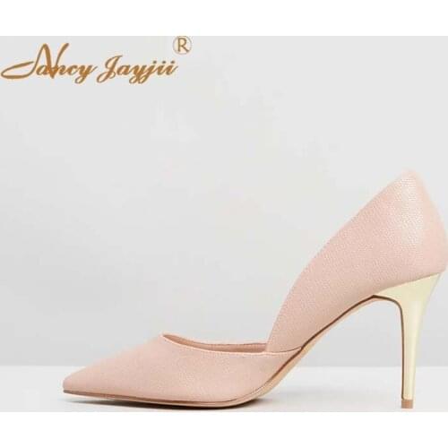 Nancyjayjii Ladies Shoes Woman Pupms Pink Solid Super High Thin heels Pointed Toe Slip-On Sewing Basic Fashion Leisure 2021