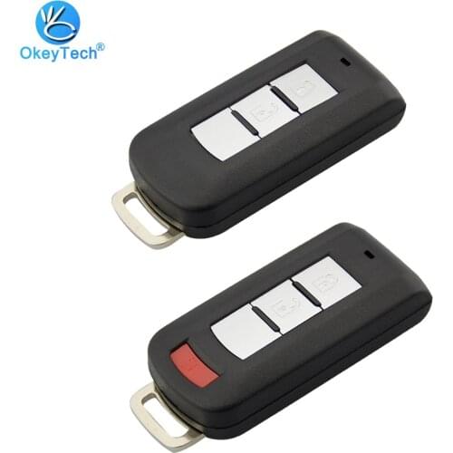 OkeyTech For MITSUBISHI ASX Outlander Sport Pajero Shogun Montero Lancer RVR3/4 Buttons Car Remote Smart Key Shell Uncut Blade