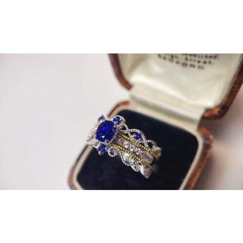 Luxurious Wealth wide crown S925 silver natural blue sapphire gem ring natural gemstone ring woman girl weddings gift jewelry