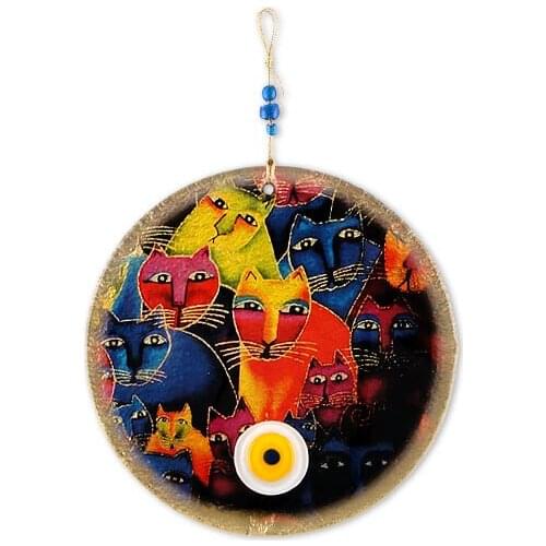Handmade Cats Fusion Glass Evil Eye Bead 15cm