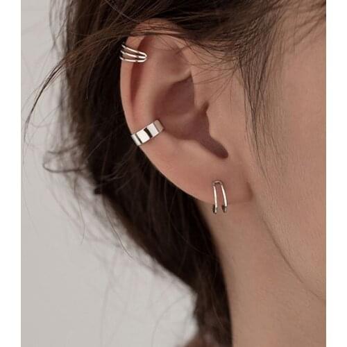 3pcs Womens Punk Half Circle Ear Cuff Warp Clip Earrings for Women Charm Jewelry Chic silver color Ear Bone clips Gift jewelry