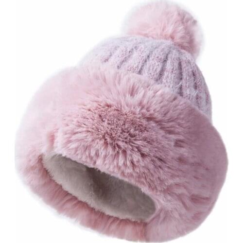 Knitted Hat Women Winter Soft Keep Warm Beanies Female Plus Velvet Fashion Pompom Knit Cap Outdoor Warm Casual Hat Skullies