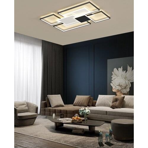 Led Ceiling Lamp Golden Nordic Creative Living Room Lamp Modern Black Dining Room Minimalist Style Rectangular Home Bedroom Lamp