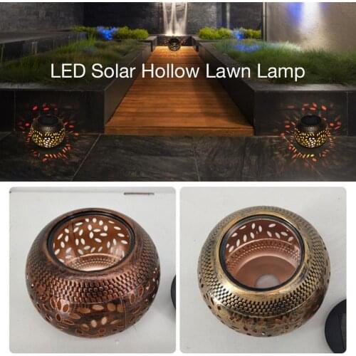 LED Solar Hollow Lawn Lamp Retro Style Wrought Iron Metal Light Outdoor Soalr Garden Lights Pathway Light Waterproof Lawn Lamp
