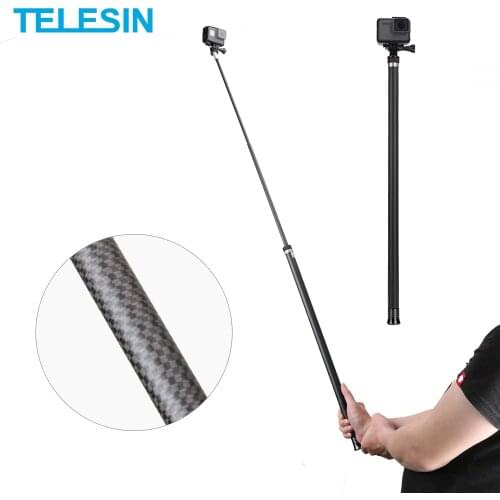 TELESIN 106" Long Carbon Fiber Handheld Selfie Stick Extendable Pole Monopod for GoPro Hero 9 8 7 6 5 4 Xiaomi YI Osmo Action