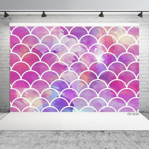 Watercolor Fish Scales Pincess Party Vinyl Photographic Background Photo Studio Backdrops Photobooth for Children Baby Photocall