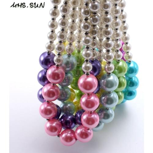 MHS.SUN 1PC charm girls baby pearl necklace handmade child chunky bubblegum beaded necklace child jewelry for birthday gift