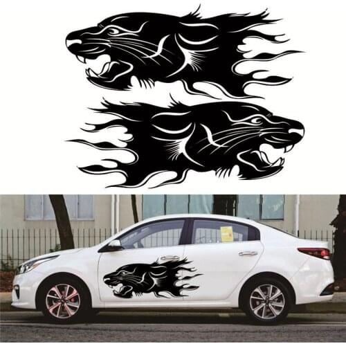 2pcs Lion Bumblebee Totem Car Sticker Car Offroad Car Body Side Door Long Stripe Stickers Auto Vinyl PVC Decal Car Body Sticker