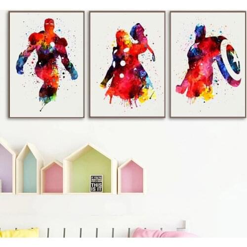 Watercolor Spiderman Canvas Painting Superhero Anime Poster Prints Decor Wall Art Pictures Poster Home Living Room Decoration