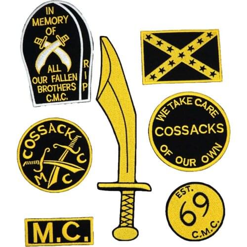 COSSACK 69 MC name tags patch Embroidered IRON ON BACKING