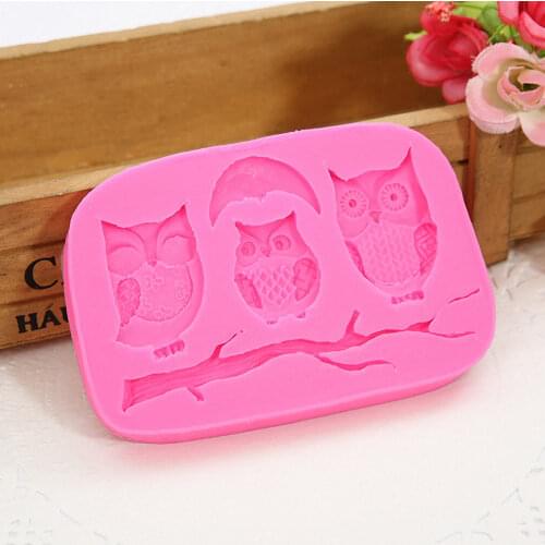 DIY Animals Owl and Tree Branch Silicone Mold 3D Cake Candy Chocolate Fudge DIY Baking Mold Soap Fondant Molds Baking Tool