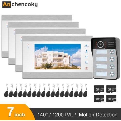 Anchencoky Home Intercom Video Door Phone 7 inch Monitor 1200TVL Wired Door Phone Camera Waterproof Doorbell Video Intercom Kit