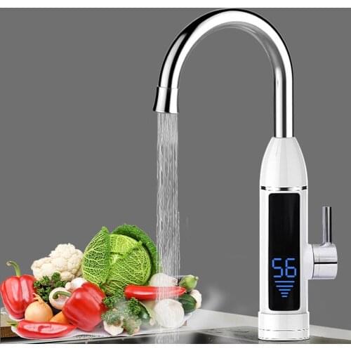 Electric Water Heater Tap Kitchen Stainless Steel Instant Water Heater Faucet Speed Hot Tap with LCD Digital Temperature Display