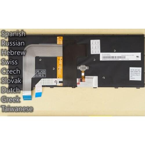 Spanish Russian Hebrew Czech Slovak Swiss Greek Dutch Taiwanese Keyboard for Lenovo Thinkpad T460P T470P Backlit, Black New