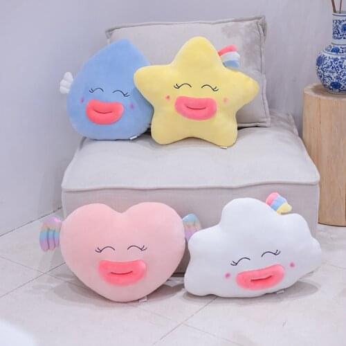 Nice Stuffed Angel Love Rainbow Raindrop Star Plush Pillow Soft Cushion Cloud Stuffed Plush Toys For Children Baby Kids Girl Gif