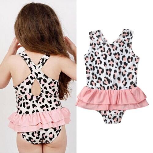 New Toddler Kids Baby Girls Leopard Bikini Swimwear Swimsuit Bathing Suit Swimming