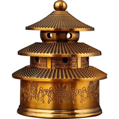 The Temple of Heaven incense burner pure copper Buddhism tower censer incense holder house art home decoration