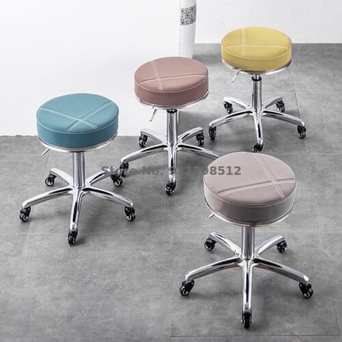 Small round stool household modern minimalist makeup vanity stool barber shop with wheels mobile bench Nordic light luxury dinin