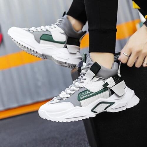 High Top Massive Chunky Sneakers Men Sport Shoes White Sports Shoes Men Running Shoes Sneakers Gray Athletic Tennis Gym GME-1225