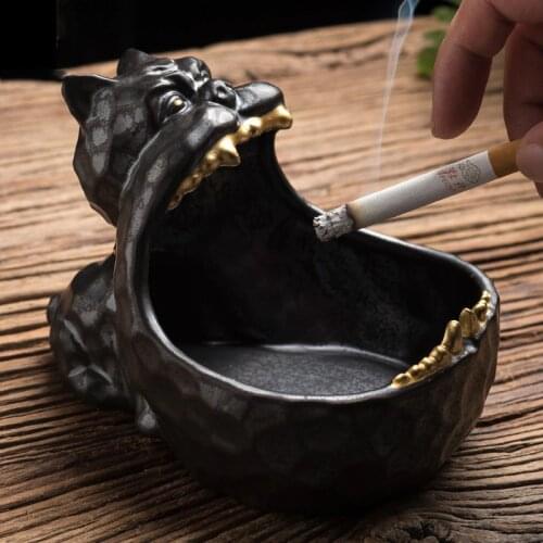 Cute Animal Dog Ashtray Household Ceramic Anti-fly Ash Personality Small Ashtray Decoration Household Storage Decoration