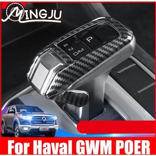 GWM Ute Pickup Gear Shift Knob Cover Shift Head Carbon fiber Sticker for Great Wall POER AT Accessories 2020 2021