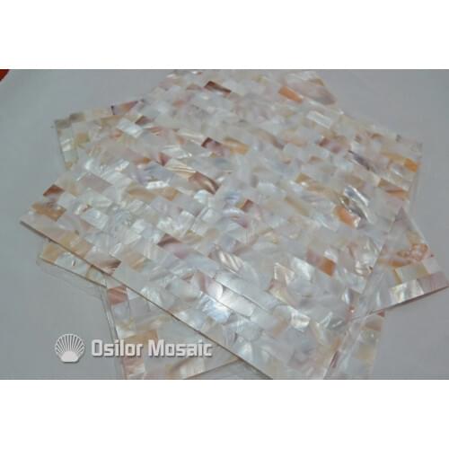 Natural pink and yellow color 100% Chinese freshwater shell seamless mother of pearl mosaic tiles for kitchen backsplash