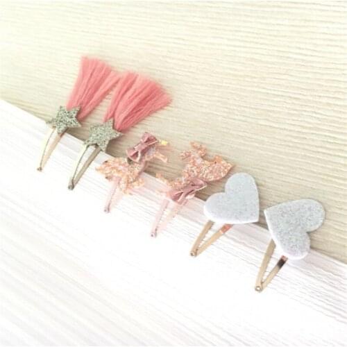 8pair/lot New Princess Fashion Girl Hair Accessories Children Cute BB Clip Set Kids Sequins Rainbow Unicorn Side Clip Hairpin