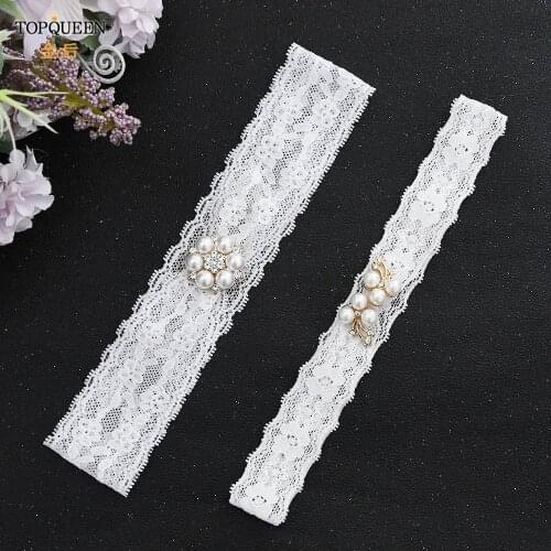 TOPQUEEN TH44 45 Wedding Garter Belt Lace Pearl Cosplay Leg Garter Belt Suspender Bridal Garter Set Fashion Lace Garter Belt