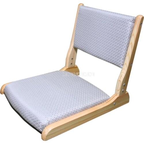 Japanese Style Simple Solid Camphor Wood Foldable Floor Seating Living Room Chair Bedroom Upholstered Folding Chair Legless