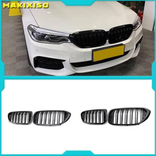 1 Pair Front Kidney Grille for Bmw New 5 Series G30 G38 2018-2019 Grille Gloss Black Front Bumper Slat Grill