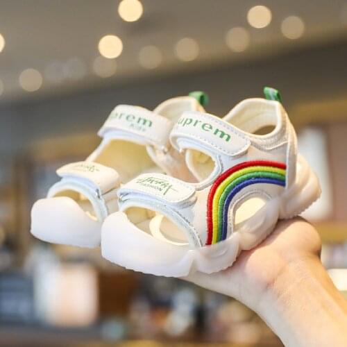 Baby Rainbow Sandals Luminous 2020 Summer New Boy Girl Beach Shoes Kids Casual Sandals Children Fashion Sport Sandals Size 21-30