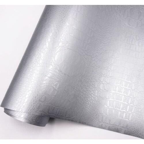 Silver Crocodile Leather Grain Texture Vinyl Car Wrap Sticker Decal Film Adhesive Sticker Interior Car Styling Covering Wrapping
