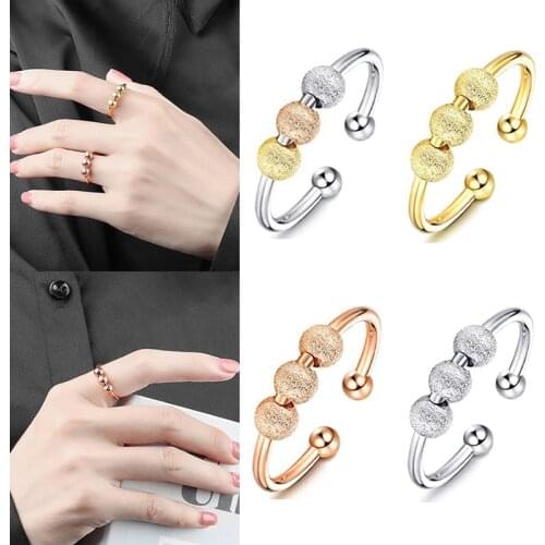 Fidget Beads Fidget Ring Spinner Single Coil Spiral Fidget Ring Beads Rotate Freely Anti Stress Anxiety Ring Toy For Girl Women