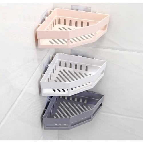 Corner Shelf Shower Storage Space Saving Triangle Storage Rack Punch Bath Accessories Home Organizer For Bathroom Kitchen