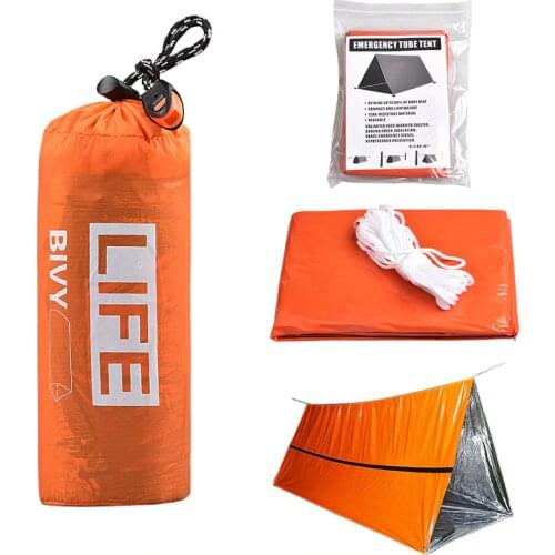 2Person Emergency Shelter Waterproof Thermal Blanket Rescue Survival Kit SOS Sleeping Bag Survival Tube Emergency Tent w Whistle