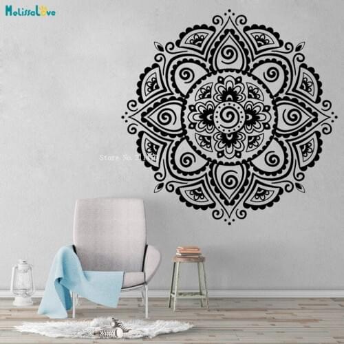 Mandala Vinyl Wall Decal Mindfulness Meditation Yoga Flower Home Decor Living Room Stickers Removable Unique Gift YT4173