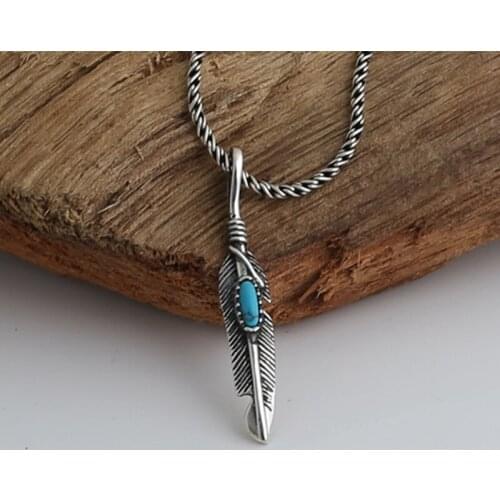 S925 Sterling Silver Jewelry Retro Thai Silver Handmade Takahashi Goro Creative Feather Pendant Flying Eagle Pendant