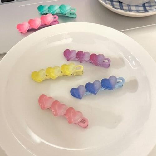 2021 Fantasy Gradient Love Hairpin Super Fairy Temperament Bangs Clip Sweet Wild Girl Hairpin Cute Side Clip Hair Accessories