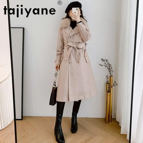 Womens 2021 Winter Jackets Real Rabbit Fur Lining Jacket Women 100% Fox Fur Collar Coats Woman Long Coat Ropa TN1449
