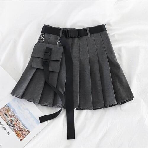 2021 New Womens Skirts High Waist Pleated College Mini Skirts With Elegant Lines And Pure Colors With Belts Womens Skirts