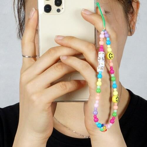 1 Pcs Mobile Phone Lanyard New Summer Acrylic Beads Mobile Phone Chain Phone Charm Phone Strap Anti-lost Lanyard For Women
