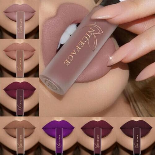 NICEFACE 24 Colors Liquid Lipstick Makeup Waterproof Matte Red Lip Gloss Long Lasting Nude Lip Tint Makeup Pigment Cosmetics
