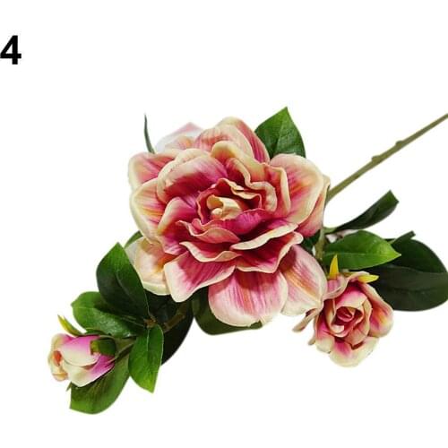 1Pc 3 Heads Fashion Artificial Gardenia Flower Wedding Party Bouquet Home Decor Wedding Decoration High Quality Wholesale