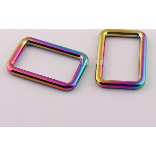 10pcs/lot 40mm inner Rainbow Color Bag Garment Rectangle Buckle Strap Belt Buckle Hardware Accessories