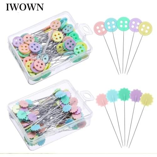 100Pcs Plastic Button Head Straight Pins Sewing Pins Quilting Pins Colorful Decorative Pin for Fabric Dressmaking Sewing Tools