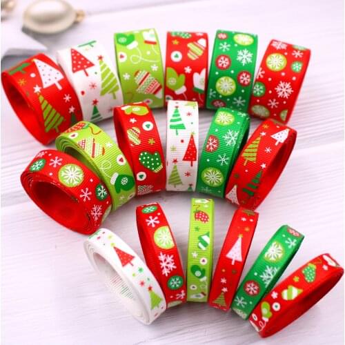 18 styles 5YChristmas Tree Snowflak Grosgrain Ribbons DIY Handmade Child Bow Wedding Decoration Gift Wrap Material